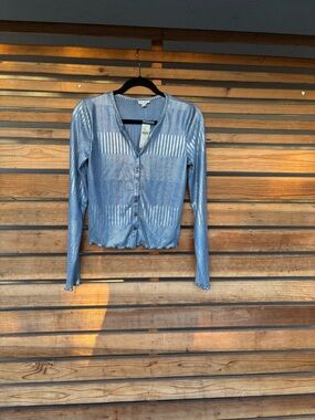 The Andie Shimmer Ribbed Cardigan by Pilcro